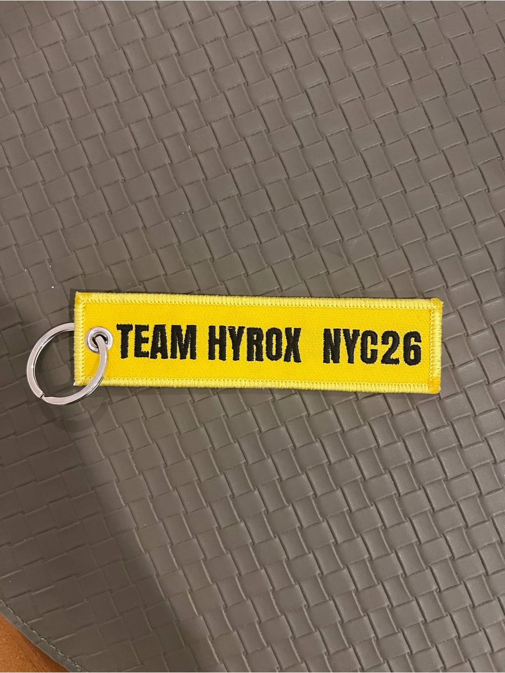Yellow 'TEAM HYROX NYC26' Embroidered Keychain competition